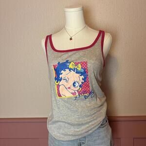 betty boop y2k 2005 xxoo wink tee tank sz large grey pink mcbling girly